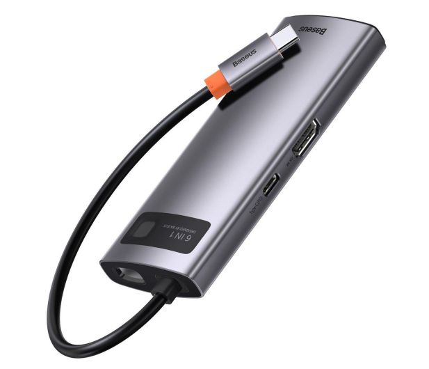 BASEUS Hub 6w1 Metal Gleam USB-C do 3x USB 3.0 + HDMI + USB-C PD + RJ45 CAHUB-CW0G - 731597 - zdjęcie 3